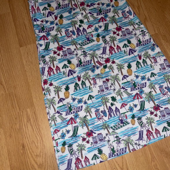 NWT Cappagallo Sleeveless Aqua Beach Print Collared Quarter Zip Dress Size Small - Picture 3 of 6